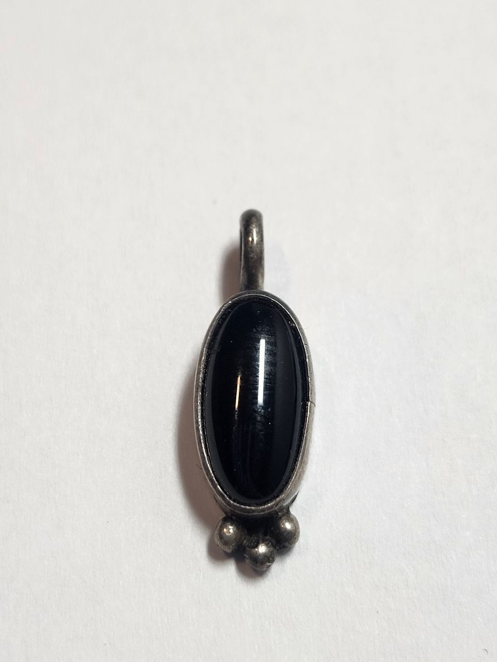 Sterling Silver 925 Southwestern Black Oval Stone Pendant